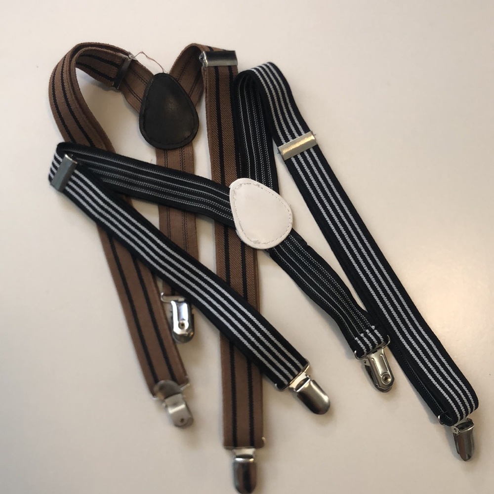 Two Pairs Kid’s Suspenders Brown Black
